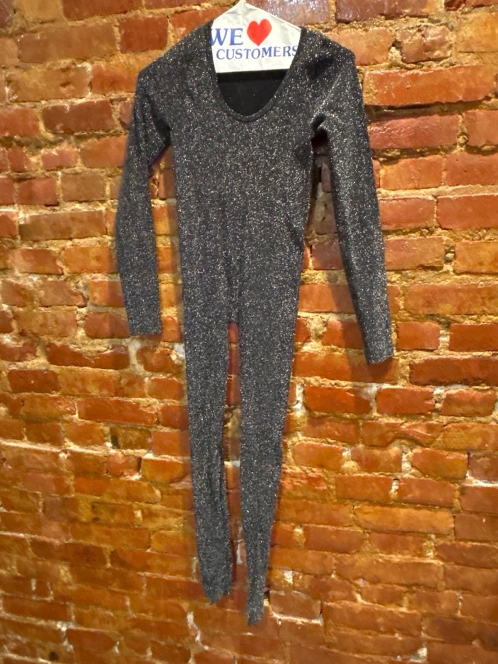 Sparkle Long-Sleeve Metallic Jumpsuit - black
